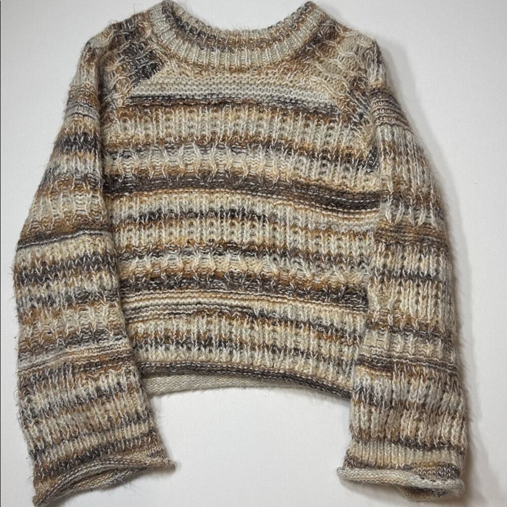 Universal Thread Textured Striped Sweater - Cream and Tan